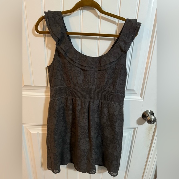 Anthropologie Maeve Gray Dusky Needlework Dress - Picture 6 of 6